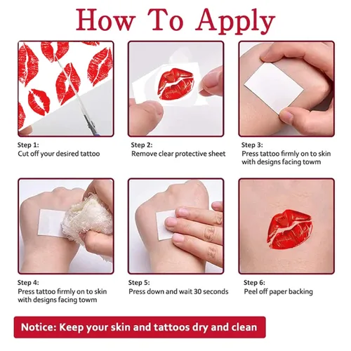 Miniatura 7 de Calcomanías de tatuaje para el día de San Valentín, diseño de corazón, beso, labio, tatuajes temporales, decoración del día de San Valentín