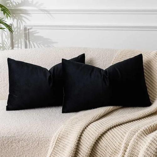 Miniatura 75 de Juspurbet - Juego de 2 fundas decorativas de terciopelo para cojines, fundas suaves para sofá, cama o sillón con cremallera oculta, para sala