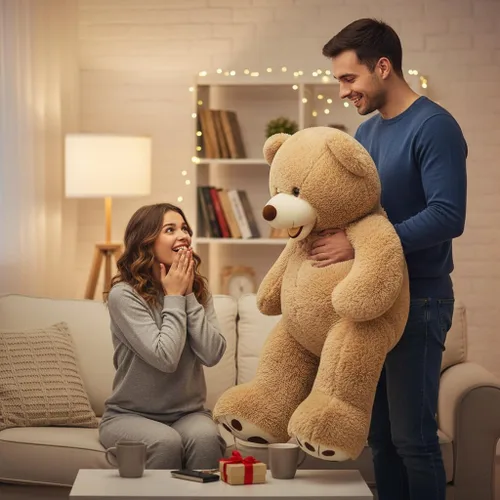 Miniatura 5 de MorisMos Oso de peluche gigante con huellas grandes, animales de peluche, color marrón claro, 39 pulgadas