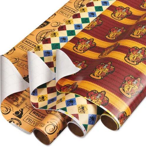 American Greetings Juego de papel de regalo de Harry Potter de 105 pies cuadrados con cuadrículas para cumpleaños, graduaciones y todas las Mapa de