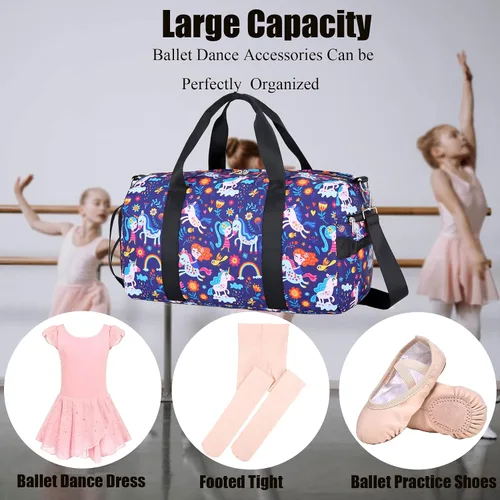 Miniatura 5 de Bolsa de gimnasia para niños, bolsa de viaje con compartimentos para zapatos, bolsa de ballet deportiva, bolsa de transporte para adolescentes