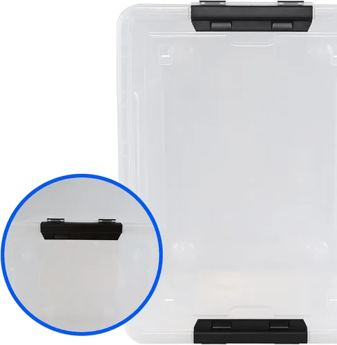 Miniatura 4 de Drephia - Paquete de 4 contenedores de almacenamiento de plástico transparente con tapa y ruedas, 50 L