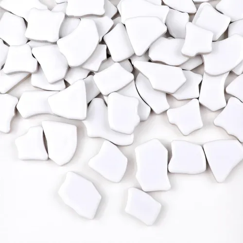 Azulejos de mosaico de cerámica irregulares de 0.78"-1.57", piezas de mosaico de piedras de 1.1LB para decoración del hogar, manualidades DIY, Blanco
