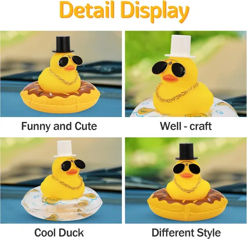 Miniatura 5 de wonuu 2 adornos de pato para salpicadero de automóvil, adornos de goma para decoración de tablero de automóvil, accesorios de decoración con mini