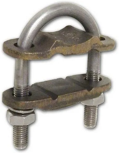 Miniatura 2 de Morris 91756 Abrazadera de tierra de cobre, perno en U, 2 conductores, tubo de 1-1/2 pulgadas, n.º 4-250 MCM, 3-1/4 pulgadas x 4 pulgadas