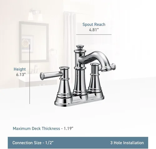 Miniatura 2 de Moen 6401BN Belfield - Grifo central de baño con dos asas, níquel cepillado