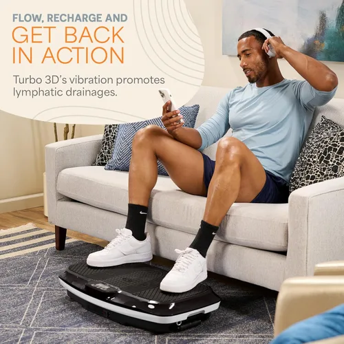 Miniatura 2 de Lifepro 3D Vibration Plate Exercise Machine — Dual Motor, 99 Speeds & 8 Presets Turbo/Hovert Vibration Platform Machine with Resistance Bands — Negro