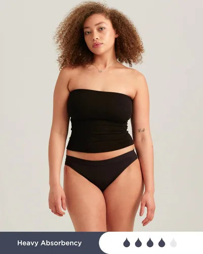 Miniatura 4 de saalt Ropa interior reutilizable para el período: cómoda, delgada y te mantiene seca de todas las fugas (algodón, bikini)