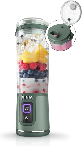 Ninja BC151EM Blast Licuadora Portátil, Sin Cable, Recipiente de 18oz, Licuadora Personal para Batidos y Licuados, Libre de BPA, Tapa Hermética y