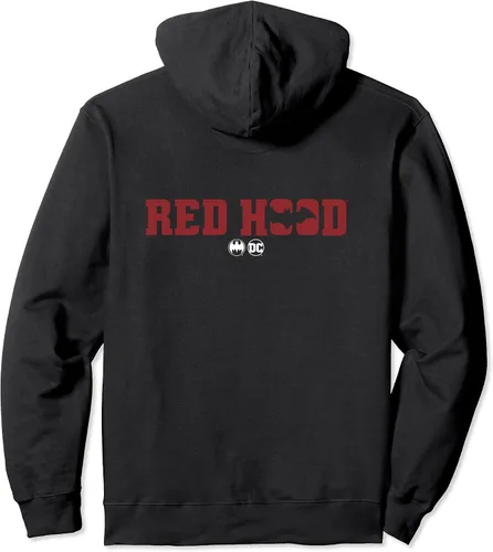Miniatura 2 de DC Comics Sudadera con capucha roja de Batman con logotipo de murciélago en la parte delantera y trasera Negro S