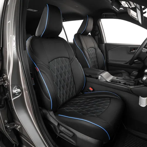 Miniatura 14 de EKR - Juego completo de fundas de asiento de cuero para automóvil de ajuste personalizado (color negro)