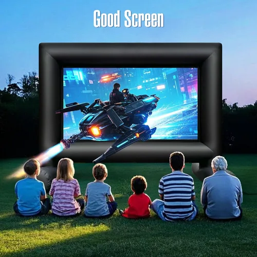 Miniatura 5 de Pantalla de proyector de película inflable para exteriores de 14 pies con ventilador integrado que soporta proyección frontal y trasera, pantalla