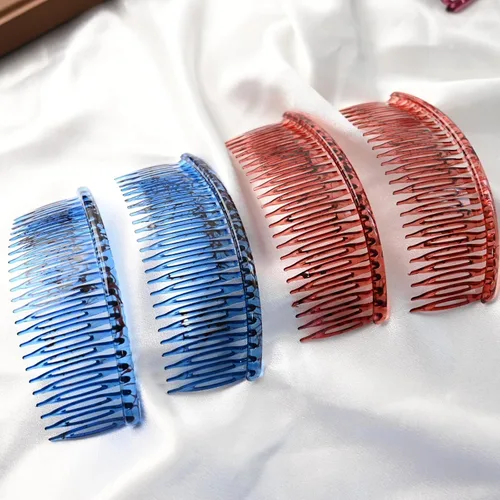 Miniatura 4 de Peine lateral de plástico para el cabello, juego de peines laterales de pelo francés rosa, peine giratorio de plástico, accesorios para niñas