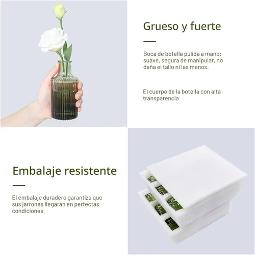 Miniatura 7 de SUPMIND Juego de 12 jarrones de cristal, pequeños jarrones de flores verdes para centros de mesa a granel, mini jarrón vintage para boda, hogar