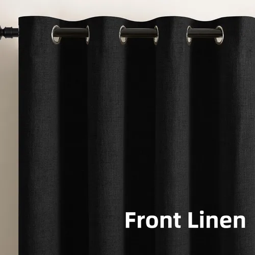 Miniatura 8 de CUCRAF - Juego de 2 paneles de cortinas de ventana con oscurecimiento total del 100%, de 54 pulgadas de largo, con aspecto de lino falso, cortinas