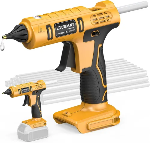 Miniatura 9 de LIVOWALNY Pistola de pegamento caliente inalámbrica compatible con batería Milwaukee de 18 V (solo herramienta), pistola de pegamento caliente y 30
