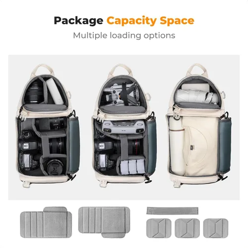 Miniatura 4 de K&F CONCEPT Bolsa bandolera para cámara, mochila de hombro para cámara DSLR/SLR/SLR/sin espejo, compatible con Canon/Nikon/Sony/Fuji/Gopro/DJI Blanco