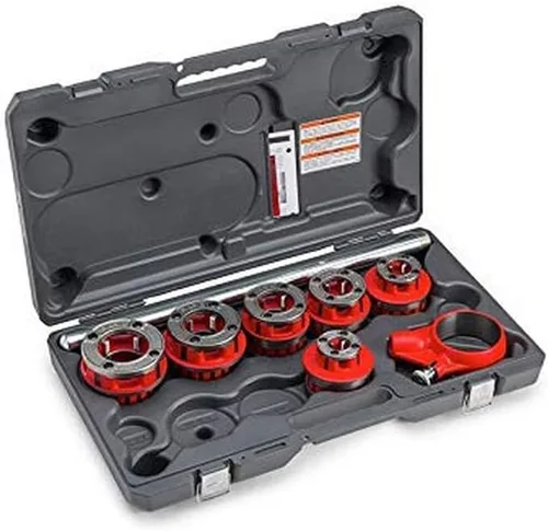 RIDGID 36475 Juego de roscadores de trinquete expuestos, modelo 12-R Juego de roscado de tubos de trinquete de 1/2 a 2 pulgadas NPT y enhebrador