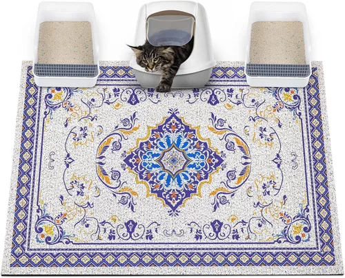 Miniatura 21 de Glittme Alfombrilla de Arena para Gatos con Base Antideslizante, Alfombrilla de Caja de Arena Impermeable que Atrapa la Arena, Fácil de Limpiar