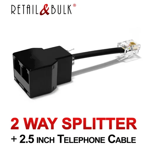 Miniatura 5 de Divisor de conector de teléfono para teléfono fijo RJ11 6P4C adaptador de 2 vías (1 divisor + cable de 2.5 pulgadas)