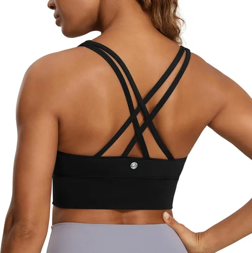 CRZ YOGA Naked Feeling - Brasier deportivo con tirantes delgados para mujer, de impacto medio, cruzado, para yoga, con relleno, para entrenamiento