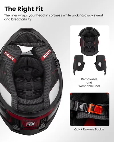 Miniatura 5 de ILM Cascos de cara completa para motocicleta DOT ECE para hombres y mujeres con doble visera pinlock inserto Street Racing casco Cascos para Motos