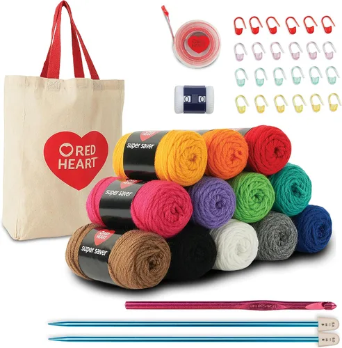 Miniatura 4 de Red Heart Super Saver Super Yarn - Kit de manualidades para proyectos de ganchillo y tejer y amigurumi