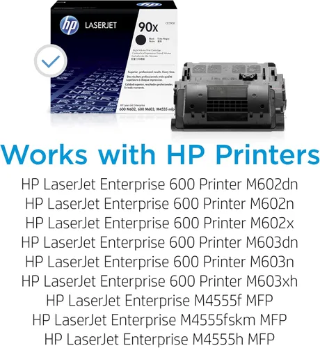 Miniatura 2 de HP Cartucho de tóner negro de alto rendimiento 90X Funciona con HP LaserJet Enterprise 600 M602, M603 Series, HP LaserJet Enterprise M4555 MFP