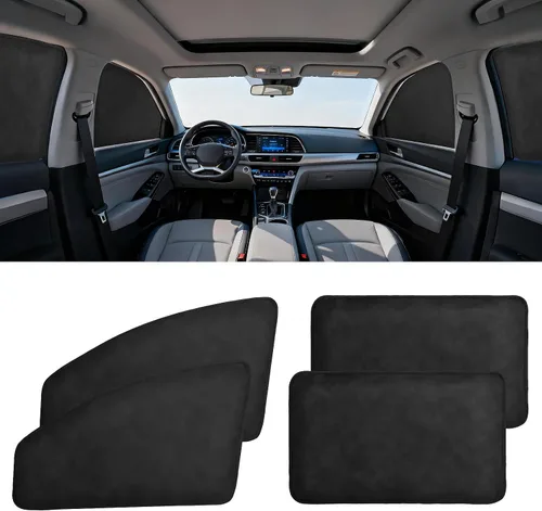 Miniatura 9 de XCBYT Persianas de gamuza para ventanas laterales traseras, paquete de 2 cortinas magnéticas ultrasuaves, 100% bloqueo de luz para privacidad