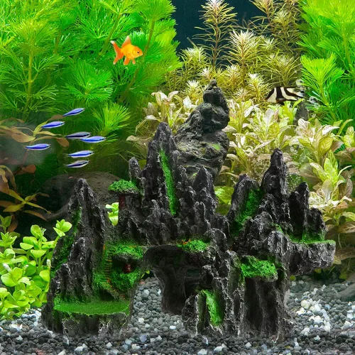 Miniatura 2 de Saim Decoraciones grandes de roca de acuario, adorno de montaña, puente de cueva de peces, modelo de paisaje acuático para peces dorados, escondite