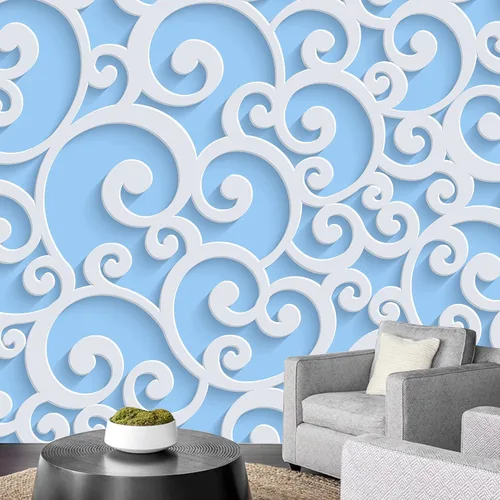 Miniatura 28 de NWT Calcomanía removible de pared/mural blanco pastel azul margarita, naturaleza, desierto, arte digital, arte moderno, decorativo, floral