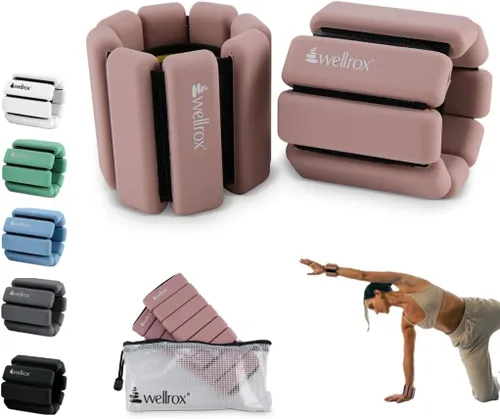 Wellrox Brazaletes con peso, pesas ajustables para tobillo y muñeca para mujeres y hombres, juego de pesas de tobillo de 2 libras (1 libra cada pesa