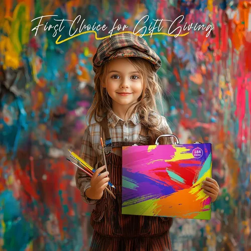 Miniatura 7 de Cokiki Kit de arte de 184 piezas para niños de 6 a 12 años, juego de dibujo definitivo con pasteles al óleo, crayones, pasteles de acuarela y bloc