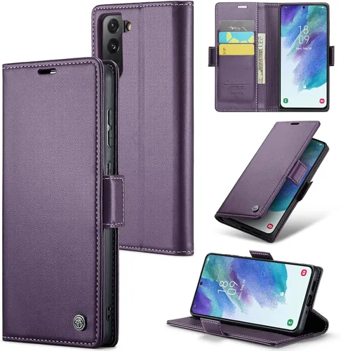Miniatura 7 de Funda tipo cartera compatible con Samsung Galaxy S21 con tarjetero de bloqueo RFID, funda de piel con función atril para Samsung Galaxy S21 de 6.2