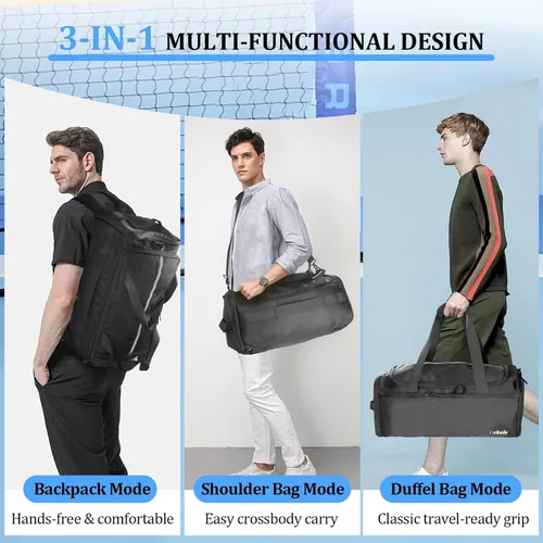 Miniatura 6 de ORKELS Bolsa de gimnasio con compartimento para zapatos, bolsa deportiva de 29 litros para hombres y mujeres, mochila de viaje con bolsillo húmedo