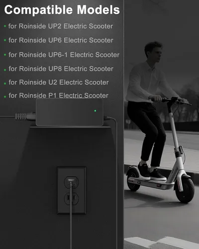 Miniatura 2 de VHBW Cargador de 42 V compatible con Roinside Electric Scooter Charger, compatible con Roinside UP2, UP6, UP6-1, UP8, U2, P1 Scooter eléctrico
