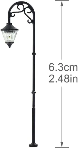 Miniatura 5 de LYM55 10pcs Modelo Ferrocarril Lamppost Lámparas HO Escala 2.480 in o 2.48inch calle Lgihts LED