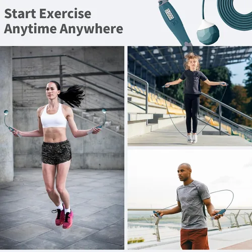 Miniatura 6 de Cuerda de saltar con contador – Saltar sin cuerda inalámbrica para entrenamiento de fitness – Cuerda de velocidad con mango digital para ejercicios