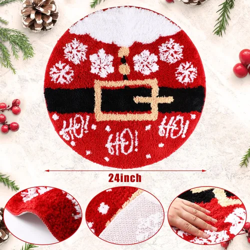 Miniatura 2 de Ceenna Alfombra de baño de Navidad, tapete de baño con cinturón de Papá Noel, tapete de baño absorbente de 24 x 24 pulgadas, tapete antideslizante