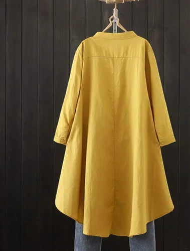 Miniatura 2 de Minibee Camisa de lino de algodón para mujer, blusa bordada de manga larga con botones