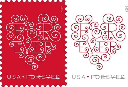 Miniatura 2 de Estampillas Forever Hearts USPS, Rojo