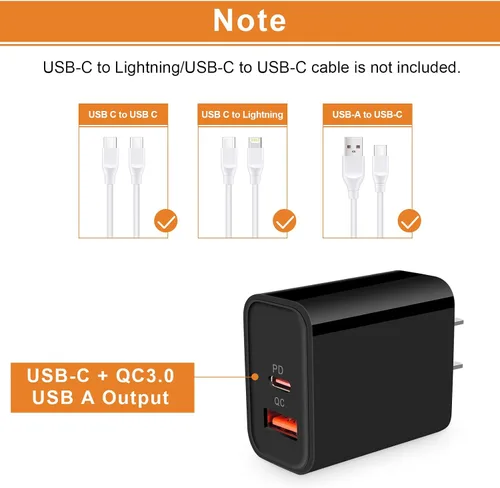 Miniatura 5 de Cargador USB tipo C de 20 W, cargador de carga rápida para Samsung Galaxy A17/A16/A07/S25FE/S25 Ultra/S25 Negro