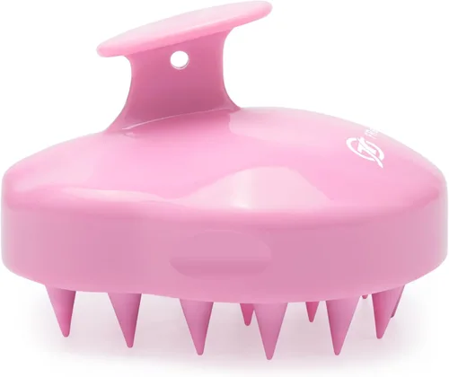 FREATECH Cepillo de champú masajeador con cerdas de silicona suaves para el cuidado del cuero cabelludo, exfoliante para el cabello de ducha para