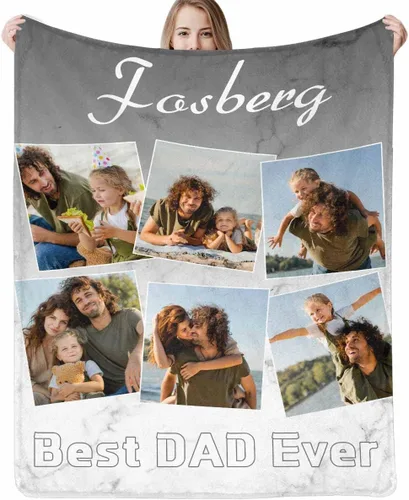 Miniatura 26 de Regalo para papá de hija manta personalizada con fotos, manta suave personalizada, regalo de cumpleaños para papá, manta del mejor papá del mundo