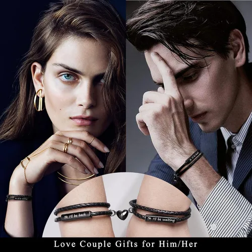 Miniatura 5 de Pulseras para parejas para mujeres, regalos para hombres, aniversario de boda, regalos de nacimiento para novio, novia, pulsera a juego, 2 piezas