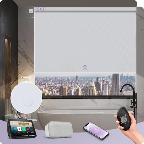 Miniatura 28 de Graywind Persiana Enrollable Motorizada 100% Opaca Compatible con Alexa Google Control Remoto Inteligente Persianas Recargables con Batería Motor