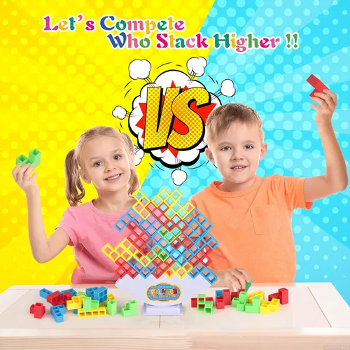 Miniatura 4 de LIMYIOM Juego de 48 piezas de Tetra Tower, tablero familiar para 2 jugadores, juegos familiares, rellenos de calcetines de Navidad