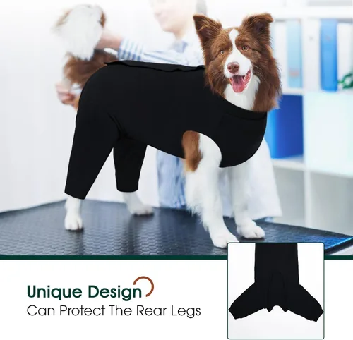Miniatura 4 de Kuoser Traje de Cirugía para Perro Hembra Esterilización Macho Castración, Manga de Pierna de Perro para Dejar de Lamer Enterizo Suave para Perro