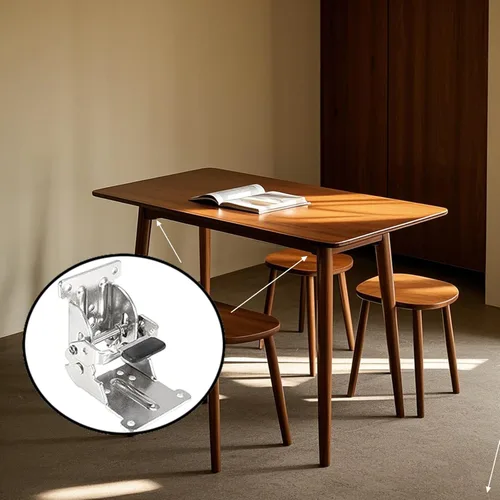 Miniatura 7 de Paquete de 8 soportes de soporte plegables de 0-90-180 grados, soportes de patas de mesa con bisagras autobloqueantes con tornillos de montaje