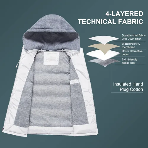 Miniatura 3 de CREATMO US Chaleco de invierno para hombre, para exteriores, con capucha, extraíble, acolchado, sin mangas, chaleco